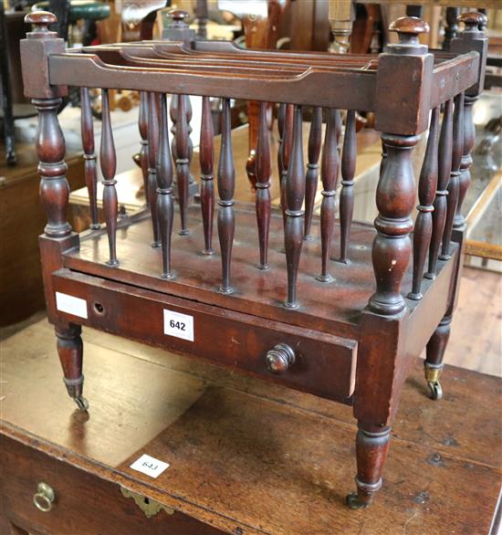 19th century mahogany music Canterbury with a single drawer raised on small turned legs